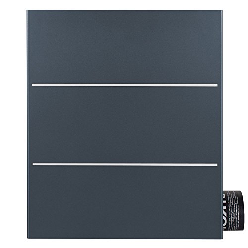 MOCAVI Box 141R Briefkasten mit Zeitungsfach anthrazit (ral 7016) mit Edelstahl-Design, Wand-Postkasten, Öffnung links