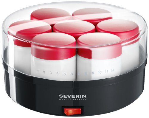 Severin JG 3516-501 Joghurt-Fix 7 Portionsgläser, dunkelgrau/rot