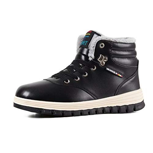 Mabove Winterstiefel Herren Warme Gefüttert Winterschuhe Schneestiefel Outdoor Trekking Wanderschuhe Wasserdicht rutschfeste Leder Arbeitsstiefel Knöchel Stiefel(Schwarz.911,44EU)