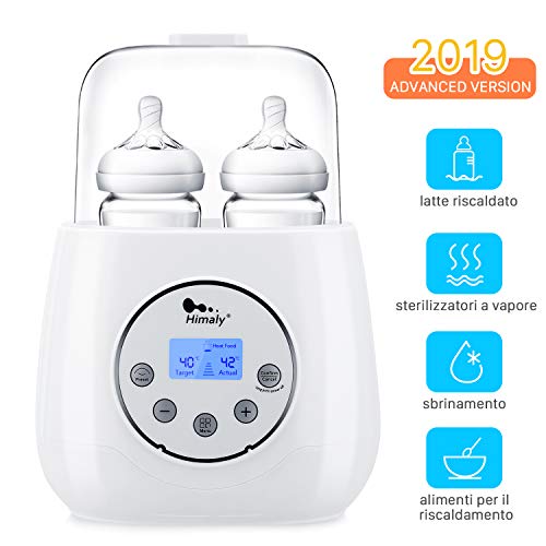 Himaly Flaschenwärmer Baby Unterwegs Babykostwärmer mit Warmhaltefunktion LED-Display für Babyflaschen Schnell Doppel Flaschen Wärmer Weiß