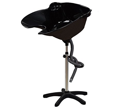 COSTWAY Friseur Waschbecken Rückwärtswaschbecken Mobiles Waschsessel Schwarz höhenverstellbar