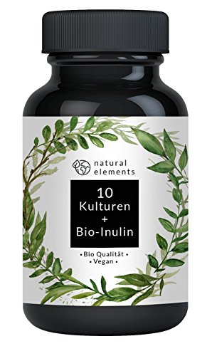 Kulturen Komplex aus 10 Stämmen mit Bio Inulin - Einführungspreis - 20 Milliarden KBE - Magensaftresistente Kapseln - Mit Bifidobakterium und Lactobacillus - Bio Qualität, hochdosiert, vegan und hergestellt in Deutschland