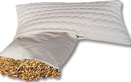 Bio Dinkelkissen Komfort 40*80 cm - Dinkelkopfkissen Dinkelspelzkissen - versandkostenfrei - mit abnehmbarem waschbarem Komfortbezug aus Baumwolle mit Reissverschluss