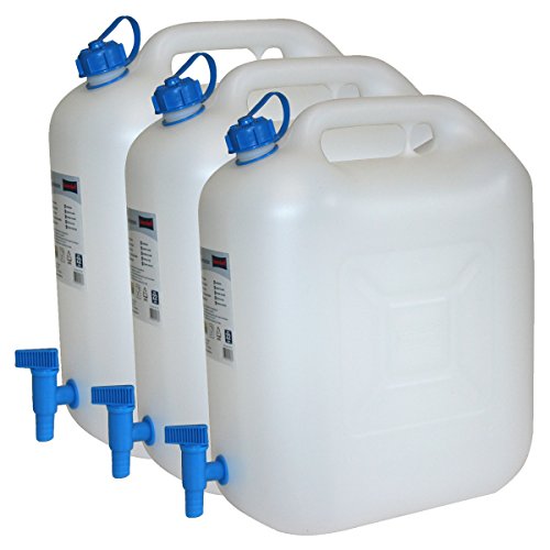 3x Wasserkanister ECO 20 Liter mit Hahn 3er Set Camping-Kanister Wassertank NEU