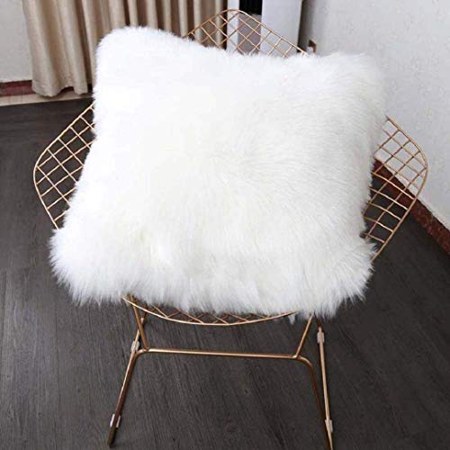 HEQUN Quadratisch Kissenbezug Lammfell, Sofakissen, Dekokissen, Kissen, Sofa Kissenbezug Kissenhülle Set Kissen Fall für Sofa Schlafzimmer Auto Weich Bequem mit Reiß­Ver­Schluss 45 * 45 cm (Weiß)