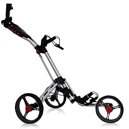 tour-made RT-140 3-Rad Golf Push Trolley Pushtrolley Golftrolley 3-Rad (Silber-grau)