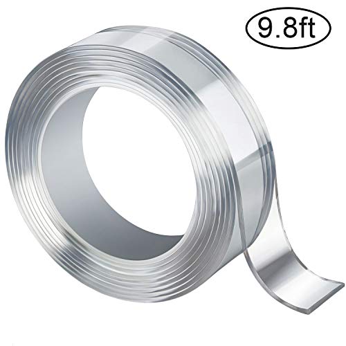 AIEX Waschbares Spurloses Klebeband, Durchsichtiges, Doppelseitiges, Nano Entfernbares Klebeband, Wiederverwendbare, Rutschfeste, Mehrfach Verwendbare Klebestreifen (Transparent, 2mm/3m, 1 Rolle)