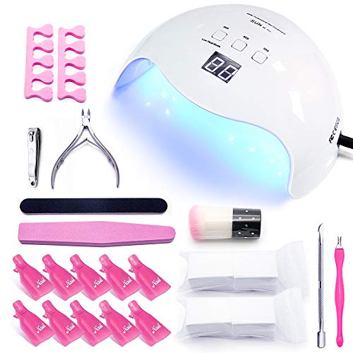 40W Nageltrockner LED UV Lampe Set für Nägel Gelnägel Geeignet für alle Gel, with Infrarot Sensor 99s Niedrighitze Modus offenem Design Maniküre Werkzeuge Anfänger Set（10PCS）