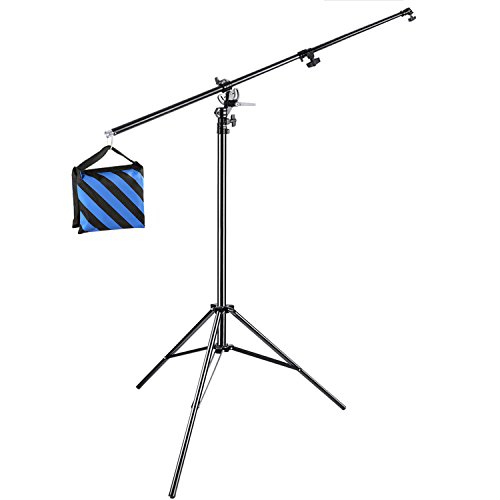 Neewer Galgenstativ Lampenstativ 2 in 1 Licht Stativ mit Auslegerarm und blauem Sandsack zur Unterstützung von Softbox Studio Blitz für Video Porträt Fotografie, Aluminiumlegierung (leerer Sandsack)