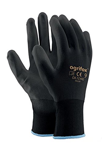 24 Paar PU beschichtet Nylon Arbeitshandschuhe. Garten-, Builders, Mechaniker, L (9), schwarz