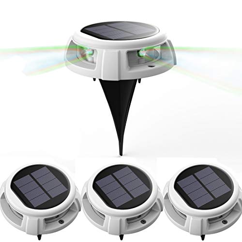 Solar-Bodenleuchte, Veofoo RGB-Solar-Gartenleuchten - 4 LED IP68-Außenleuchten für wasserdichte Sicherheitsleuchten, Landschaftsbeleuchtung mit Spikes für den Rasenweg in der Hofeinfahrt (4piece)