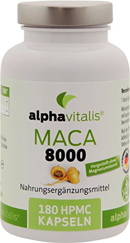 Maca Gold 8000 – 180 Maca Kapseln 20:1 Extrakt - vegan - ohne Magnesiumstearat - hochdosiert und in Premiumqualität - Jetzt fast doppelt so stark!