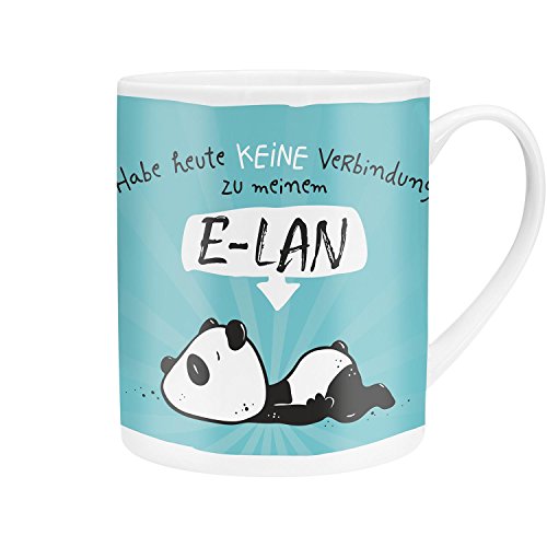 Die Geschenkewelt 45673 Hope und Gloria XL Jumbo Panda-Motiv E-LAN, Kaffee-Tasse, Porzellan, 60 cl, mit Geschenk-Banderole, Blau
