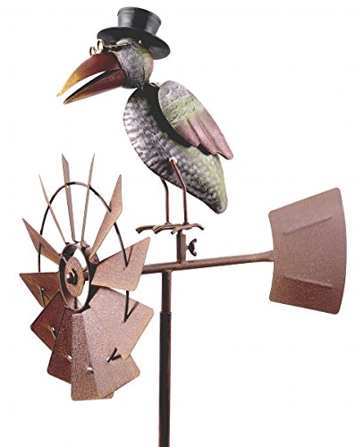 Windrad ArtFerro, Rabe, Metall, 50x30x151, detailreich, handbemalt