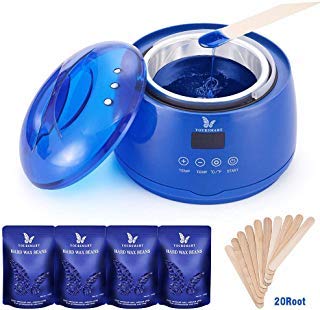 YOURSMART Wachswärmer Wachs Haarentfernung Wachsgerät - Wax Warmer Set Geeignet für Damen Augenbrauen, Gesicht, Beine, Achseln, Bikinis, Beinhaltet 400 Gramm Hartwachs und 20 Holzspateln (Touchscreen)