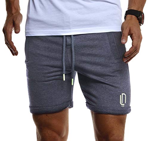 LEIF NELSON Herren Jogging Shorts Kurze Trainingshose Sporthose Slim Fit | Männer Kurze Fitnesshose Jogginghose Fitness-Short für Training Sport Bodybuilding | LN8299; M; Anthrazit-Gelb