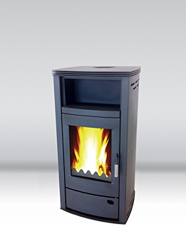 Kaminofen Dauerbrandofen 7 KW Holzofen Kachelofen Kachelkamin Dauerbrand Dauerbrandofen Ofen Stahl Guss grau