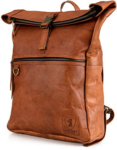 Berliner Bags Utrecht XL Kurierrucksack mit Laptopfach Rucksack aus Leder Fahrradrucksack Trekkingrucksack Damen Herren