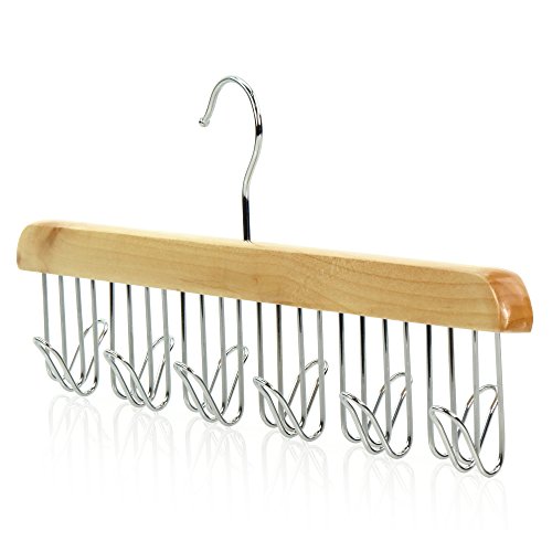 Naturfarbener Holz Gürtelbügel - 12 Haken - Hangerworld