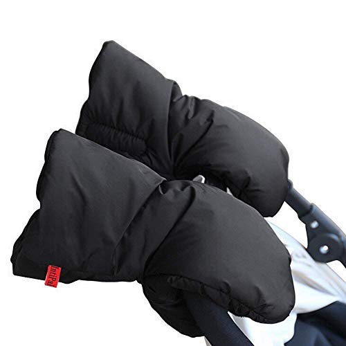 TBoonor Kinderwagen Handschuhe Handwärmer Kinderwagenmuff Funktions-Handmuff mit Fleece Innenseite, Universalgröße für Kinderwagen, Buggy, Jogger, Radanhänger (Schwarz)
