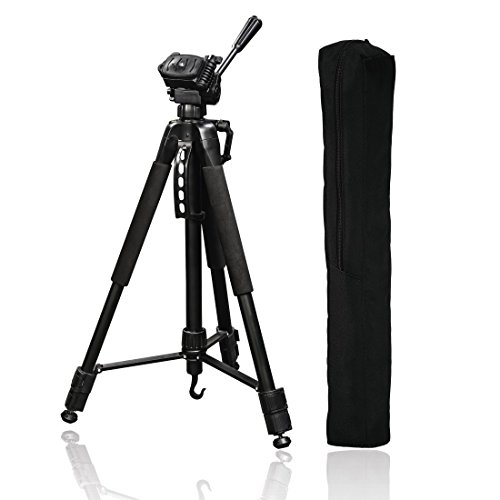 Hama Fotostativ Action 165 3D (Höhe 61–165 cm, 3-Wege Kugelkopf, Gummifüße und Spikes, Belastbarkeit bis 4 kg, Gewicht 1320 g leicht, Kamera Stativ inkl. Tragetasche) schwarz