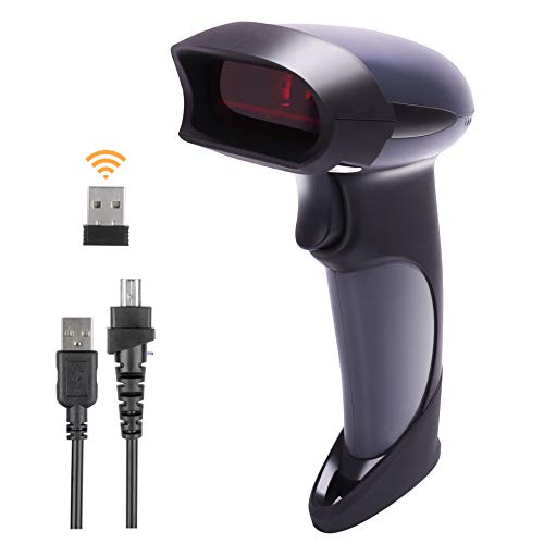 BEVA 1D 2.4 GHz Laser Barcode Scanner, USB Barcodescanner 100m Reichweite Wireless Handscanner mit 1800 mAh Akku Kabellos Handscanner Handheld Lesegerät Ergonomisches Design, Plug and Play | IP54