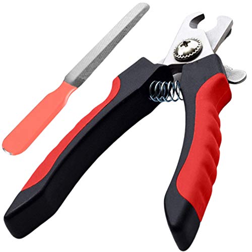 JINWENZHANG Krallenschere für Hunde, Katzen und Kleintiere, Nagelschere Hunde, Krallenpflege für Hunde, Krallenzange und Krallenfeile, Edelstahlklingen Krallenschneider mit Safety Guard