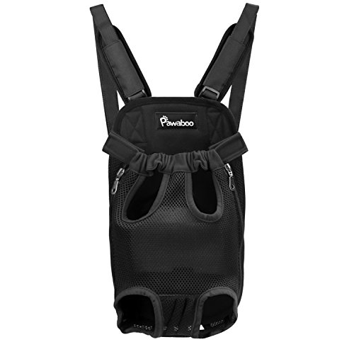 Pawaboo vorne Hunde Rucksack – verstellbar Haustier Katze Tasche Tragetasche Hundetasche Hundetragetasche für Outdoor, Reise, Camping, Wandern, XL Größe, bis 10 kg, Schwarz