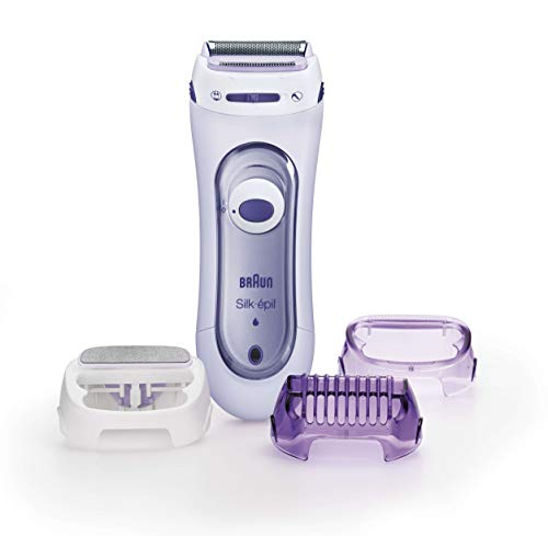 Braun Silk-epil Lady Shaver 5-560 3-In-1 Kabelloser Elektrischer Damenrasierer, Trimmer- und Peeling-System, lila