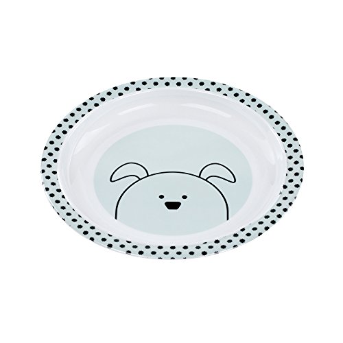 Lässig 1310009524 Teller mit Silikonboden/Plate with silicone Little Chums Dog, mehrfarbig