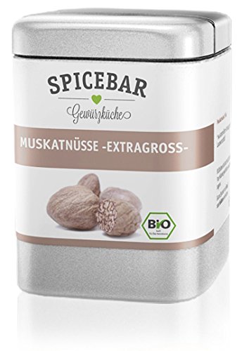 Muskatnuss in Premium Bio Qualität, Muskat Handverlesen 10-12 Stk. (60g), Muskatnüsse ganz
