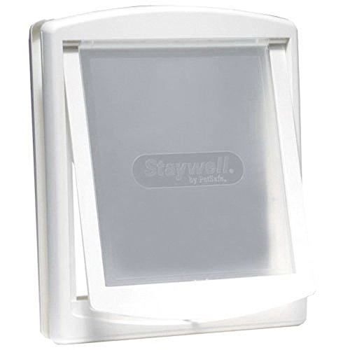 PetSafe Staywell Original Katzenklappe S Weiß, 2 Verschlussoptionen, Teleskoprahmen, wetterresistent, 23,6cm x 19,8cm