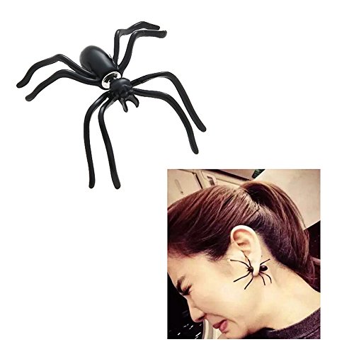 1 Paar Halloween Spinne Ohrringe Karneval Ohrstecker für Damen und Herren Schwarz