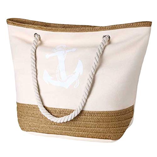 flintronic Große Strandtasche mit Reißverschluss und Innentasche Wasserdicht Strandtasche, Einkaufstasche Shopper für Damen, Schultertasche Einkaufstasche - Pink