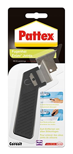 Pattex Fugenhai mit Ersatzklinge / Praktischer und handlicher Silikon Fugenentferner für den Sanitärbereich / 1er Pack mit Ersatzklinge