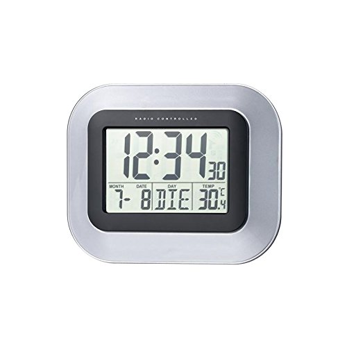 Technoline, WS 8005 Funk-Wanduhr, silber-schwarz, 22,6 x 3 x 18 cm