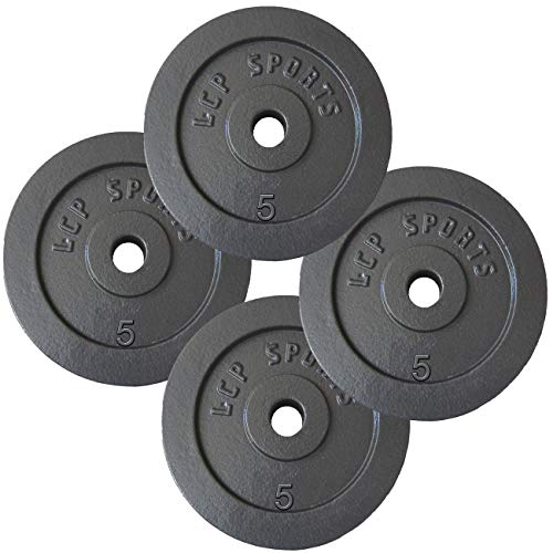 LCP Sports 20 kg Hantelscheiben Set 4 x 5 kg Gusseisen Gewichte 30/31 mm Bohrung
