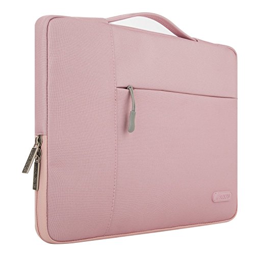 MOSISO Tasche Sleeve Hülle Kompatibel 15-15,6 Zoll MacBook Pro, Notebook Computer Multifunktionshülsen Spritzwasserfest Laptoptasche Handtaschen mit zusätzlichem Stauraum Polyester Schutzhülle, Pink