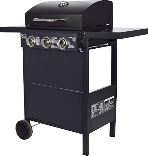 ACTIVA Grill Gasgrill Grillwagen 3 Brenner je 2,7 KW, Schwarz, Emaillierter Grillrost