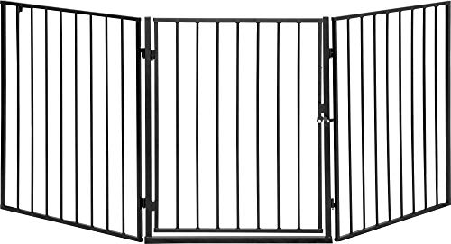 ib style CATO | Kaminschutzgitter | erweiterbar | Doppelverschluss | 3tlg/ 180cm Schwarz