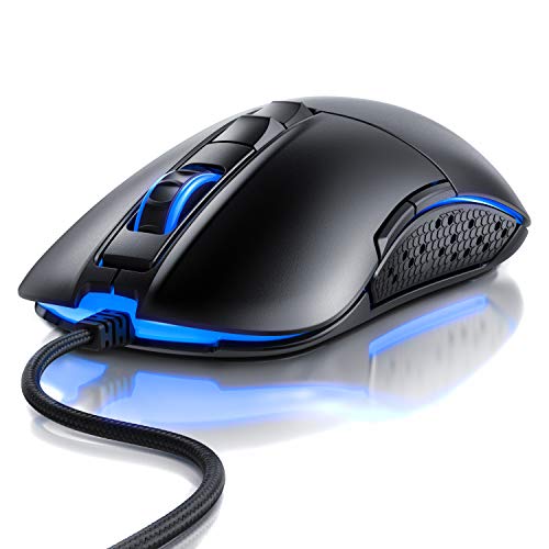 Titanwolf - Gaming Maus für Rechts- und Linkshänder | Mouse Flawless Pixart 3310 Sensor | 5 DPI-Stufen | 5 Benutzerprofile | 9 programmierbare Tasten | RGB Illumination | 50-5000 DPI