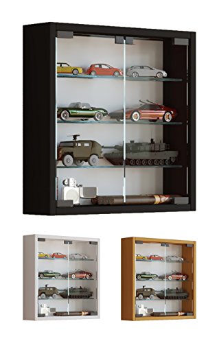 VCM Vitrine Sammelvitrine Wandvitrine Wand Schrank Regal Hängeregal Hängevitrine Holz Weiß 40x40x10 cm 'Mandosa S'