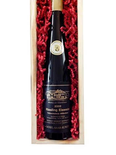 Eiswein-Geschenkkiste - 2002 Riesling Eiswein - Trittenheimer Altärchen - lieblich - Holz-Schiebekiste / rot