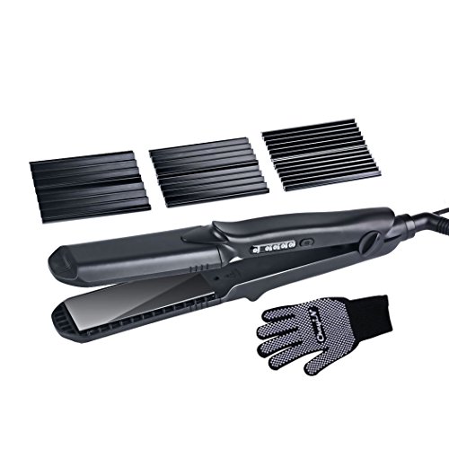 Kreppeisen für Haare, 4 in 1 Haarglätter Kreppeisen Multistyler Keramik Glätteisen und Welleisen fuer die haare Temperaturregelung+Schnellaufheizung