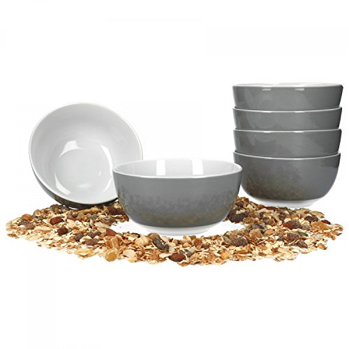 Van Well 6er Set Müsli- Salatschale Serie Vario Porzellan - Farbe wählbar, Farbe:grau