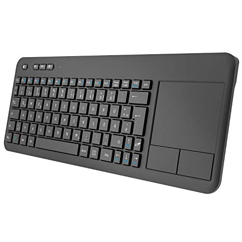 WisFox Kabellose Touchpad Tastatur, Ultraflaches 2.4-G Kabellose Tastatur mit Einfacher Mediensteuerung und Eingebautes Großes Multi Touch Trackpad für Smart TV HTPC PC Tablet Google Windows Android