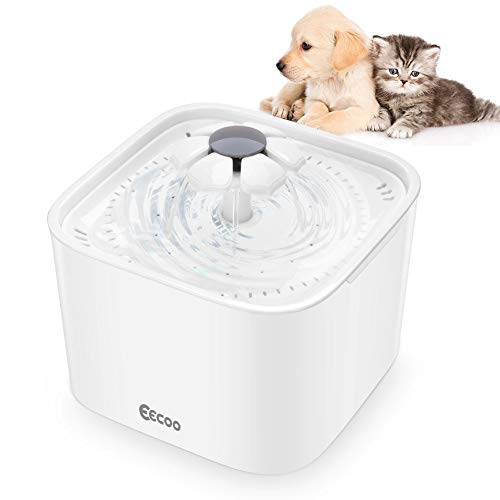 Katzen Trinkbrunnen, Haustier Blumentrinkbrunnen Automatisch Wasserbrunnen Wasserspender Katzenbrunnen für Tiere Katzen und Hunde Wasser Trinken mit Aktivkohlefilter 2.0 L Weiß