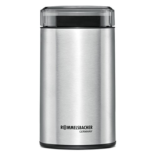 ROMMELSBACHER EKM 100 elektrische Kaffeemühle mit Schlagmesser aus Edelstahl (200 W, 70g Füllmenge, auch für Gewürze) Edelstahl, silber