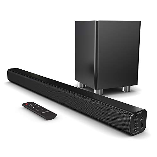 Majority Ben Nevis II+ 150W Soundbar Surround Sound - Kabelloser Subwoofer - Bluetooth - HDMI ARC - Große Fernbedienung - AUX - USB - UKW-Radio - Optischer Eingang - RCA-Kabel (Schwarz)