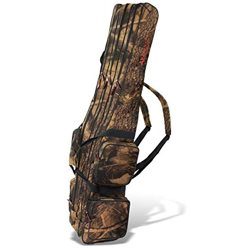 Angel Tasche Futteral Rutentasche Fishing Rucksack - Camouflage 3 Innenfächer - 125 cm